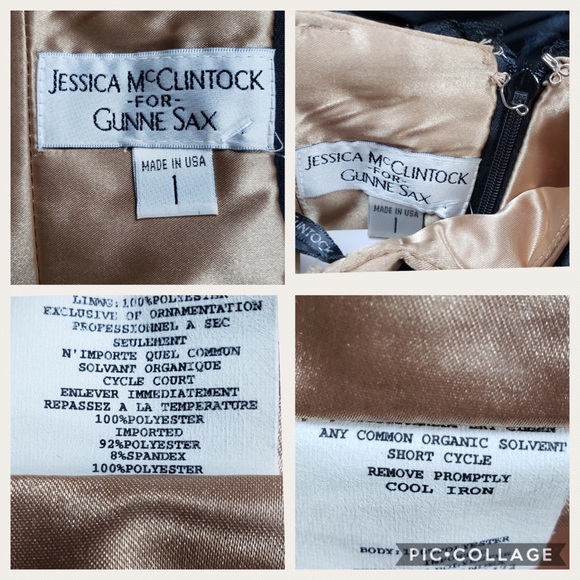 Vtg Jessica McClintock Black Strapless Dress Sz 1 - Picture 7 of 8